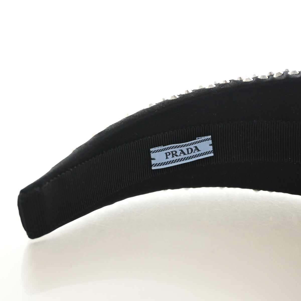 Pre-Owned Prada Crystal Wide Padded Headband, interior label and date code