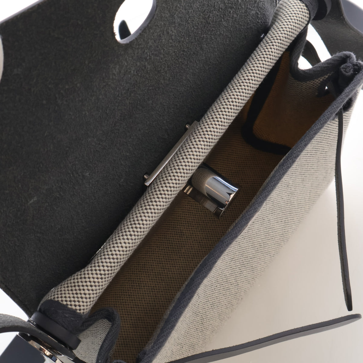 Pre-Owned Hermès Herbag Mini Ardoise Toile Zip 20, open interior