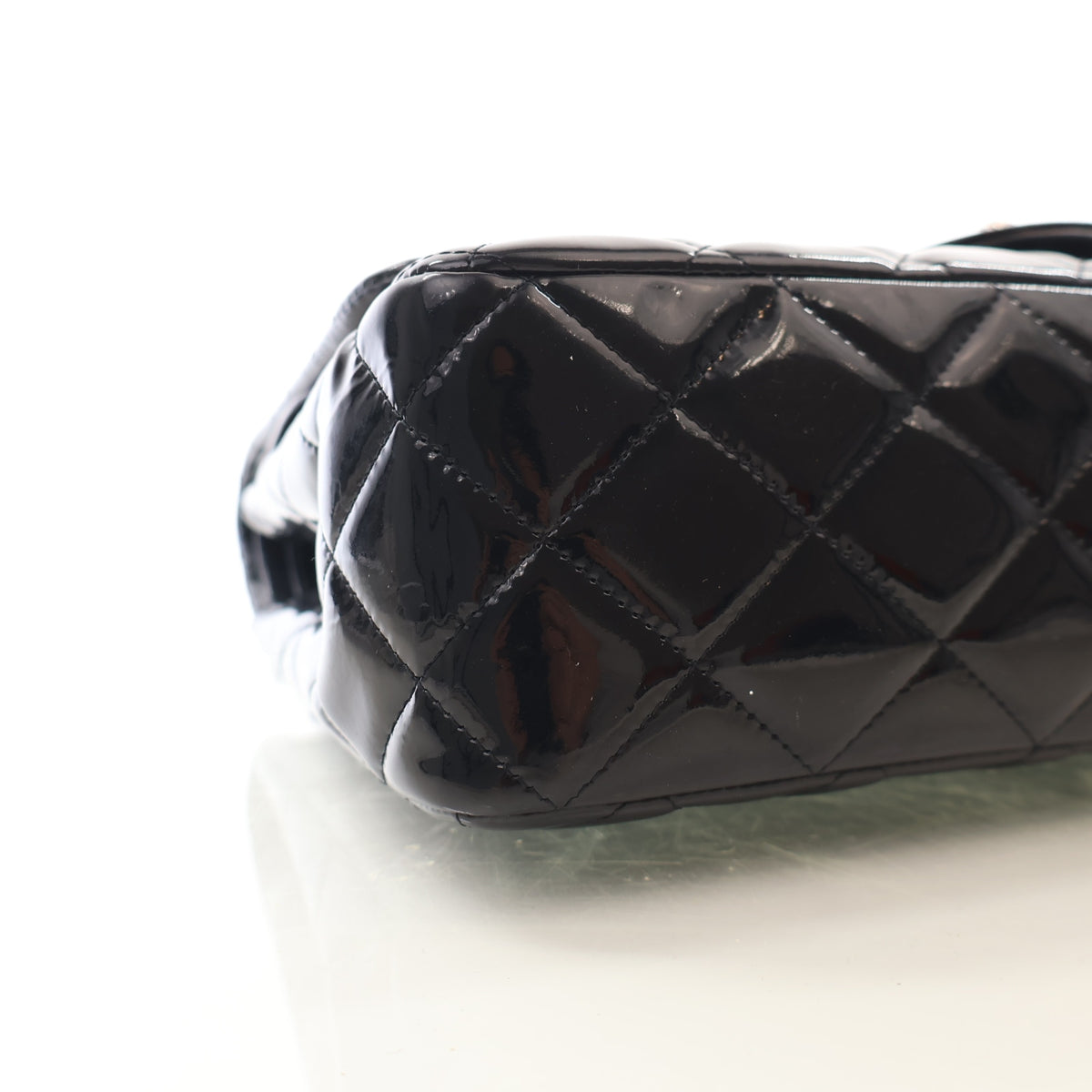 Pre-Owned Chanel Classic Double Flap Jumbo Patent Leather Bag, side profile