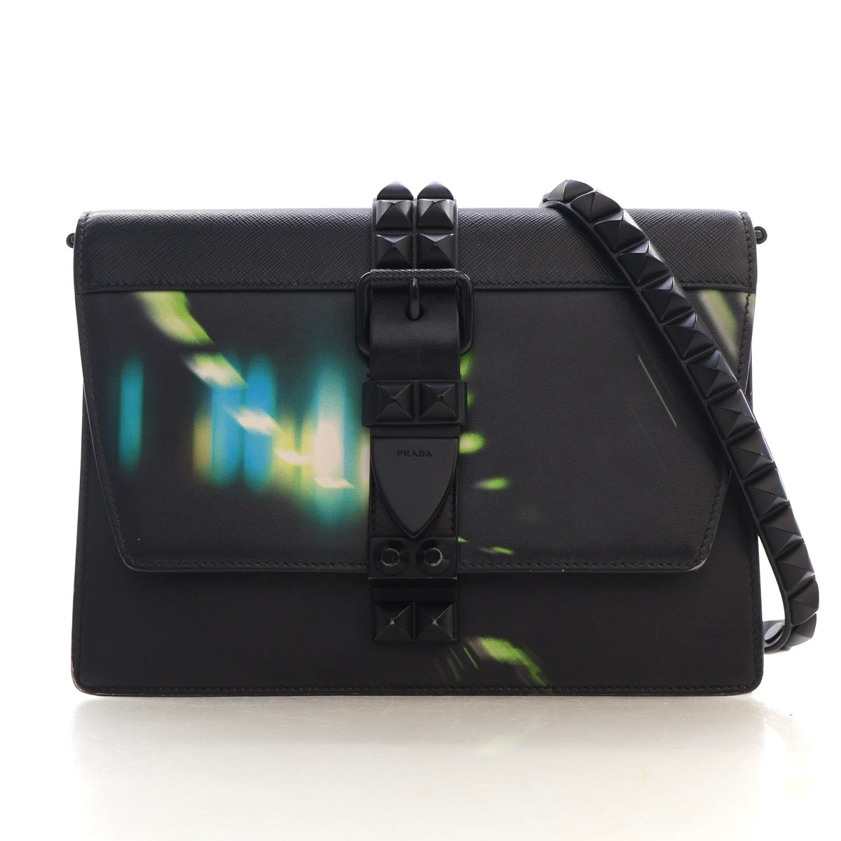 Pre-Owned Prada Shoulder Bag Saffiano City Lights Elektra, front view, authenticated at Luxe Du Jour