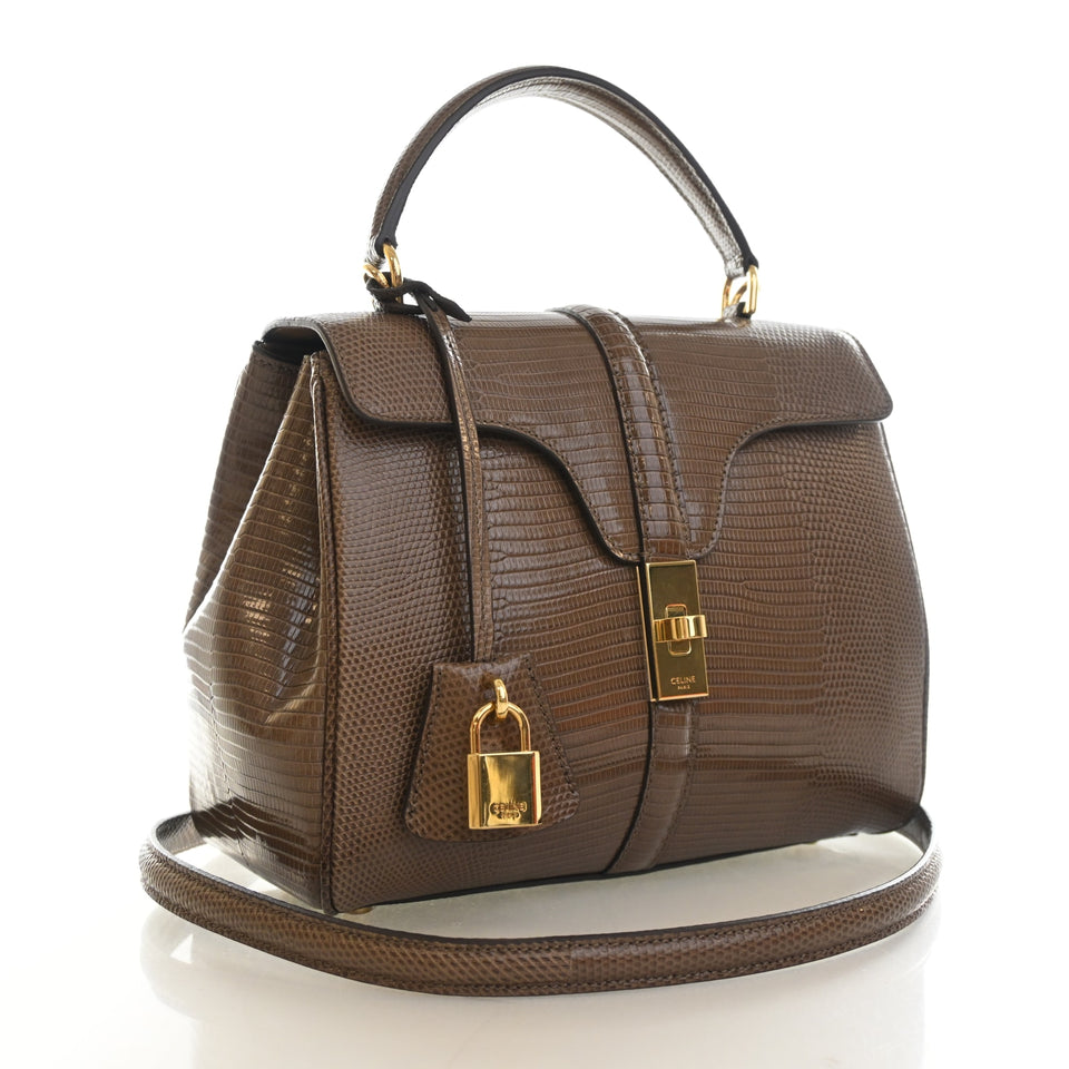 Celine Small Lizard 16 Top Handle Bag