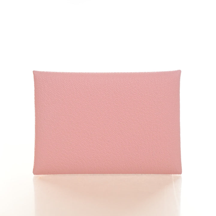 Hermes Rose Sakura Calvi Duo Card Holder