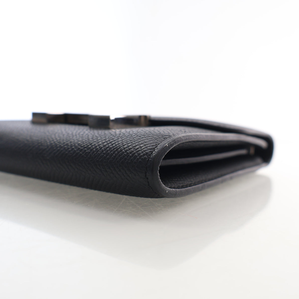 Pre-Owned Hermès Constance Noir Epsom Leather Slim Wallet, side profile, photo 8 of 19