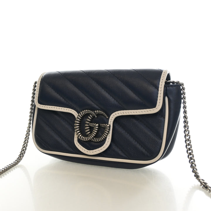 Gucci Super Mini Calfskin GG Marmont Flap Bag