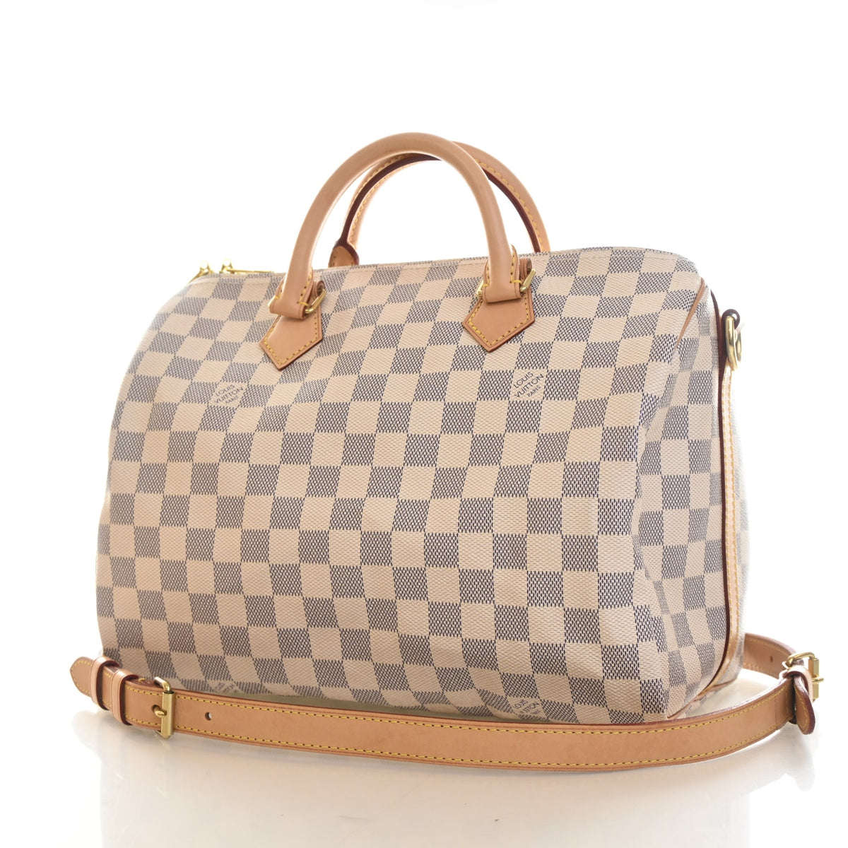 Pre-Owned Louis Vuitton Speedy Bandouliere 30 Damier Azur, front view, photo 3 of 12