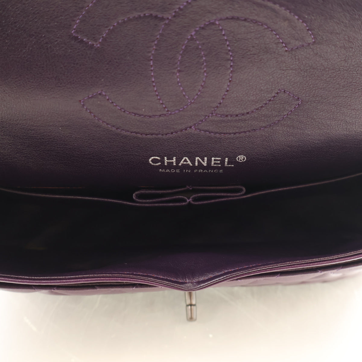 Pre-Owned Chanel Classic Double Flap Small Lambskin Bag, logo detail, photo 14 of 17