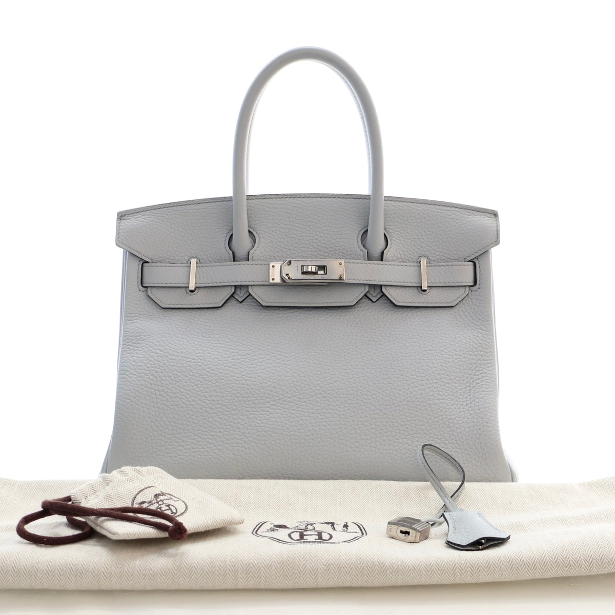 Pre-Owned Hermès Birkin 30 Bleu Pale Togo Leather, front view, photo 21 of 21