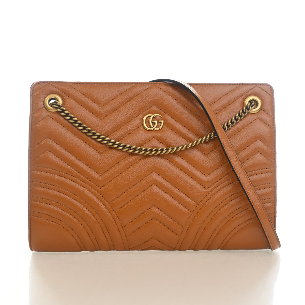 Pre-Owned Gucci Marmont Medium Calfskin Zip Tote, front view, authenticated at Luxe Du Jour