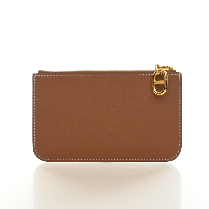 Hermes Gold Evercolor Zipengo Chaine D'Ancre Card Holder
