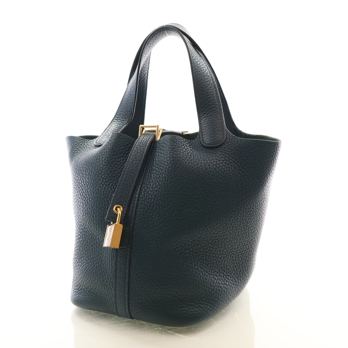 Pre-Owned Hermès Picotin Lock 25 Vert Cyprès Clemence Leather, front view