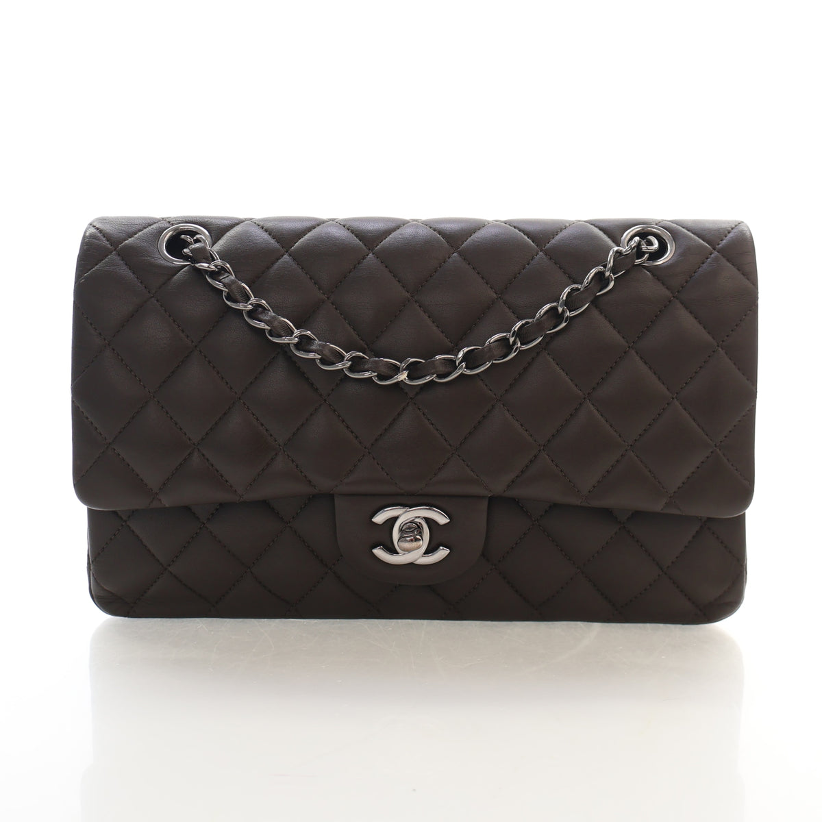 Pre-Owned Chanel Classic Double Flap Medium Lambskin Bag, front view, photo 1 of 18