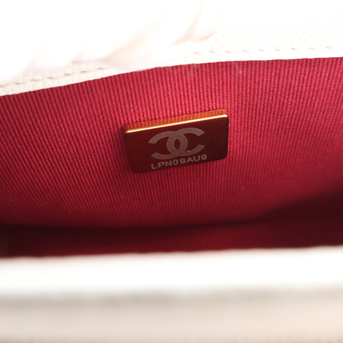 Pre-Owned Chanel Flap Bag Mini Caviar Leather Chain Melody, gold embossed logo detail