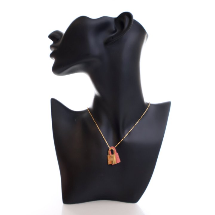 Hermes Pink Leather O'Kelly Pendant Necklace