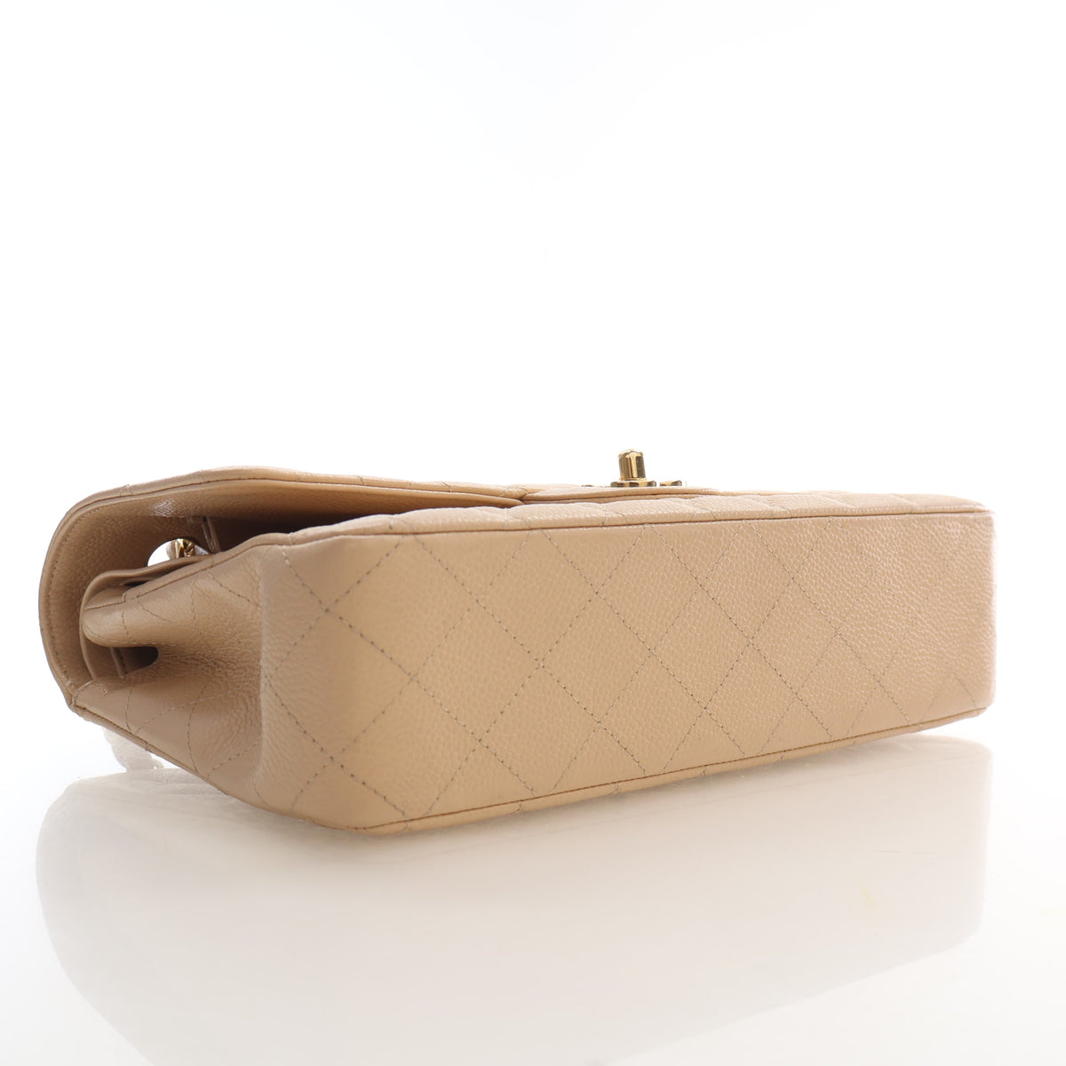 Pre-Owned Chanel Classic Double Flap Medium Caviar Leather Bag, base and feet view, photo 5 of 20