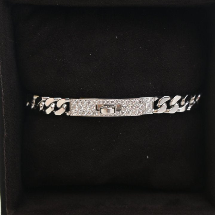 Hermes Pave Kelly Gourmette Bracelet Small