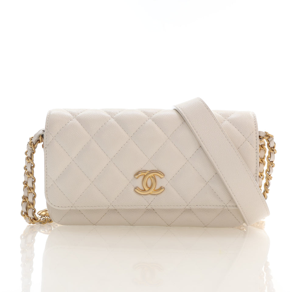 Chanel Small Caviar Twist Your Buttons Flap Clutch with Chain Bag