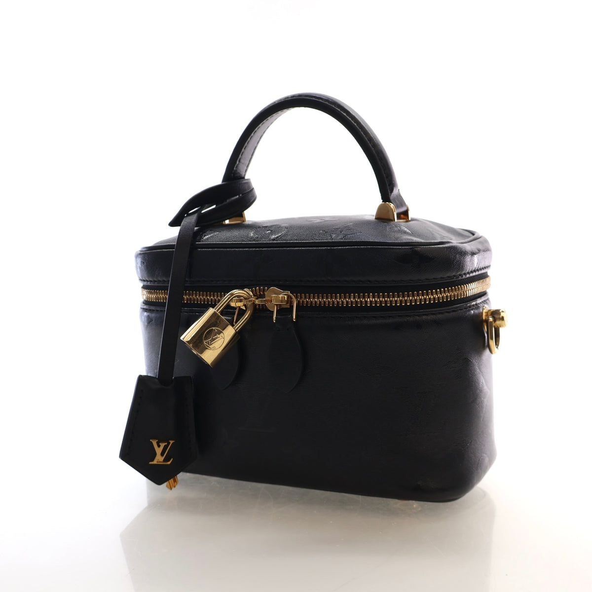 Pre-Owned Louis Vuitton Vanity PM Monogram Embossed Lambskin, three-quarter view
