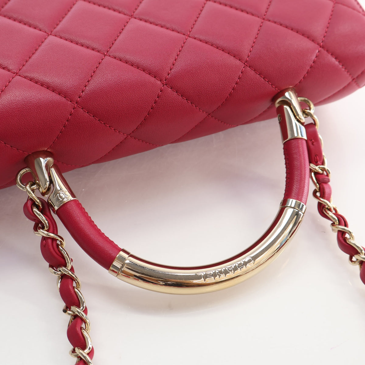 Pre-Owned Chanel Flap Bag Small Lambskin Carry Chic, strap and chain detail