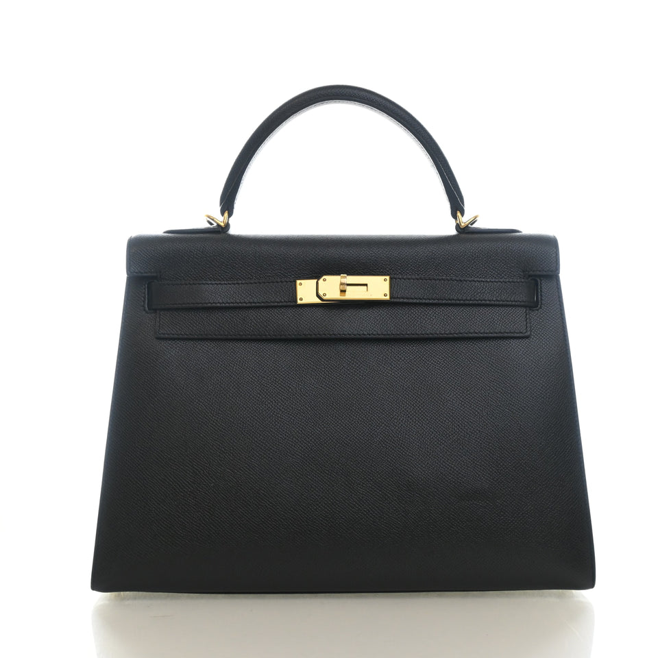 Hermes Noir Epsom Sellier Kelly 32