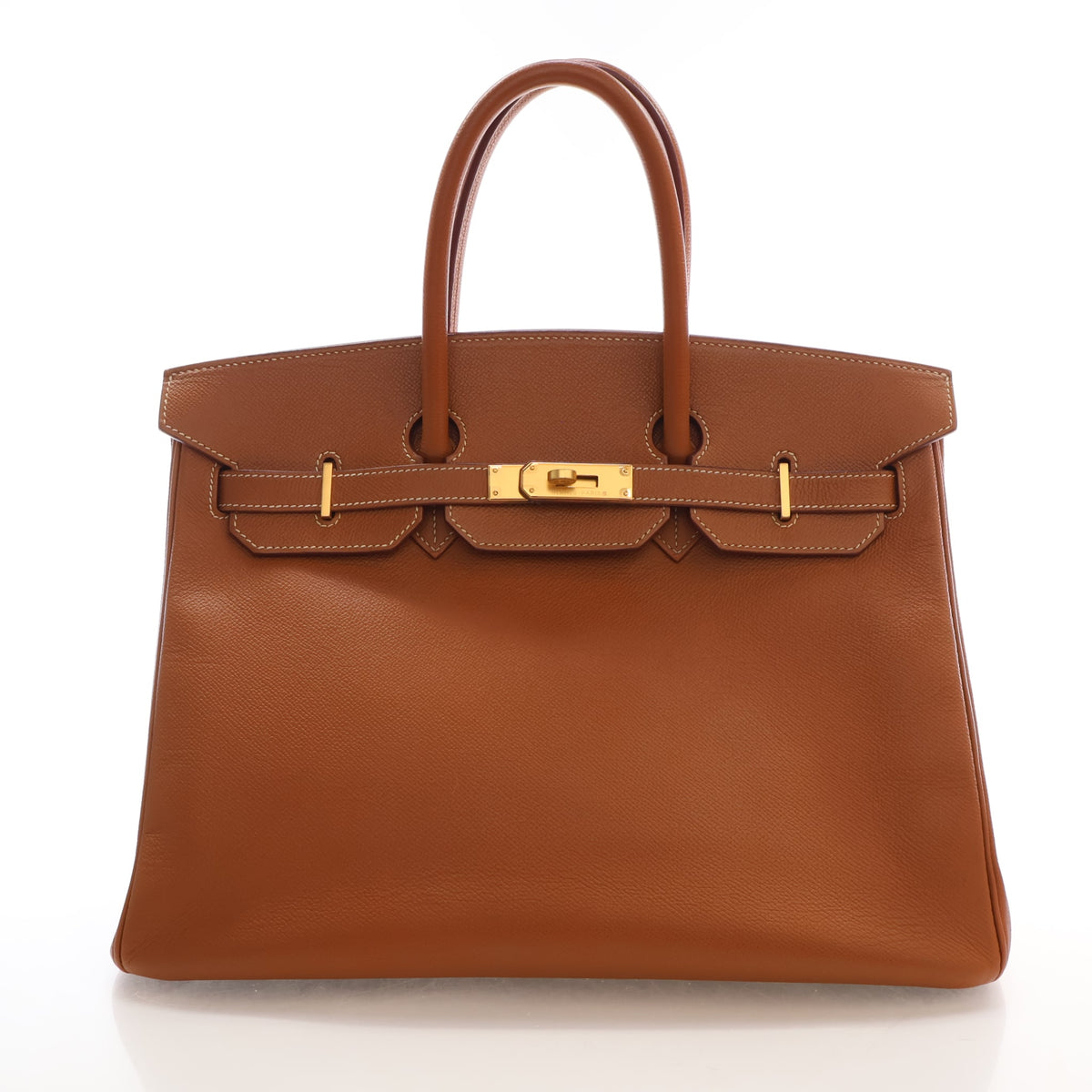 Vintage Hermès Birkin 35 Gold Epsom Leather, front view
