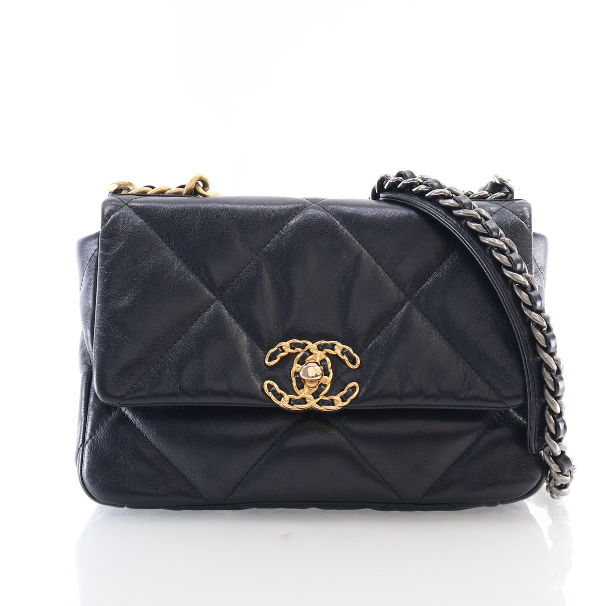 Pre-Owned Chanel 19 Flap Bag Medium Lambskin, front view, photo 1 of 21