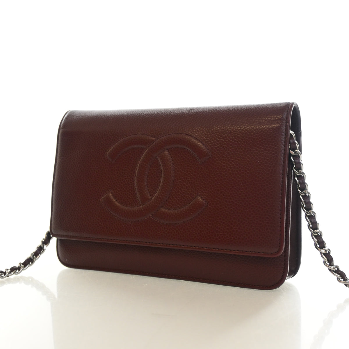 Pre-Owned Chanel Wallet On Chain 23 Caviar Leather Timeless CC WOC, front view