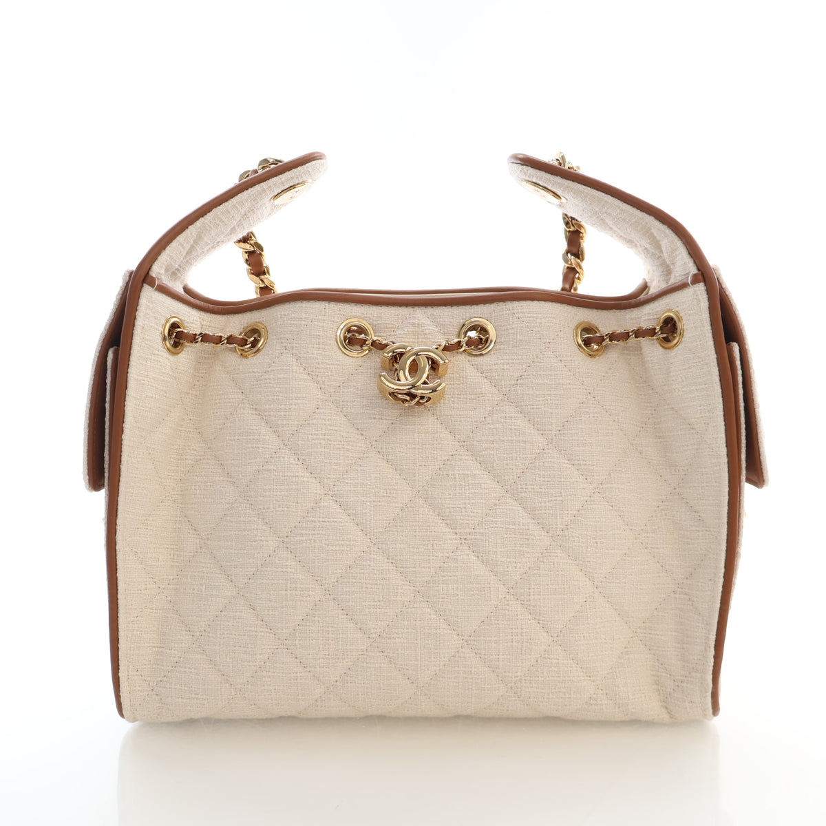 Pre-Owned Chanel Hobo Small Tweed 25, front view, authenticated at Luxe Du Jour