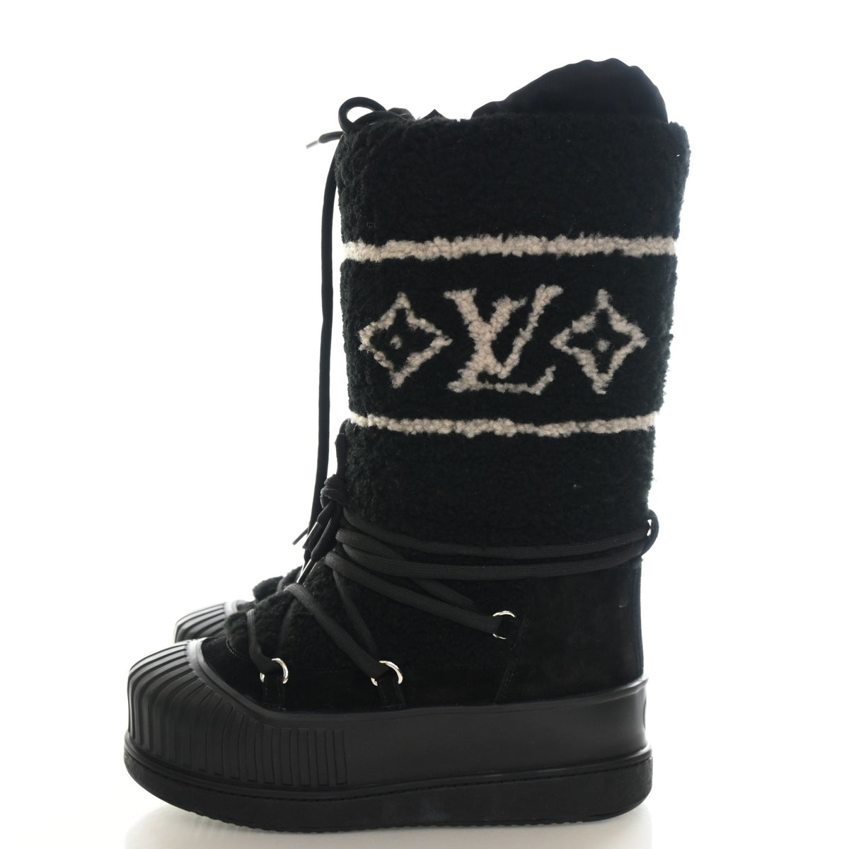 Pre-Owned Louis Vuitton Boots Sz 38 Shearling Polar Flat High, front view