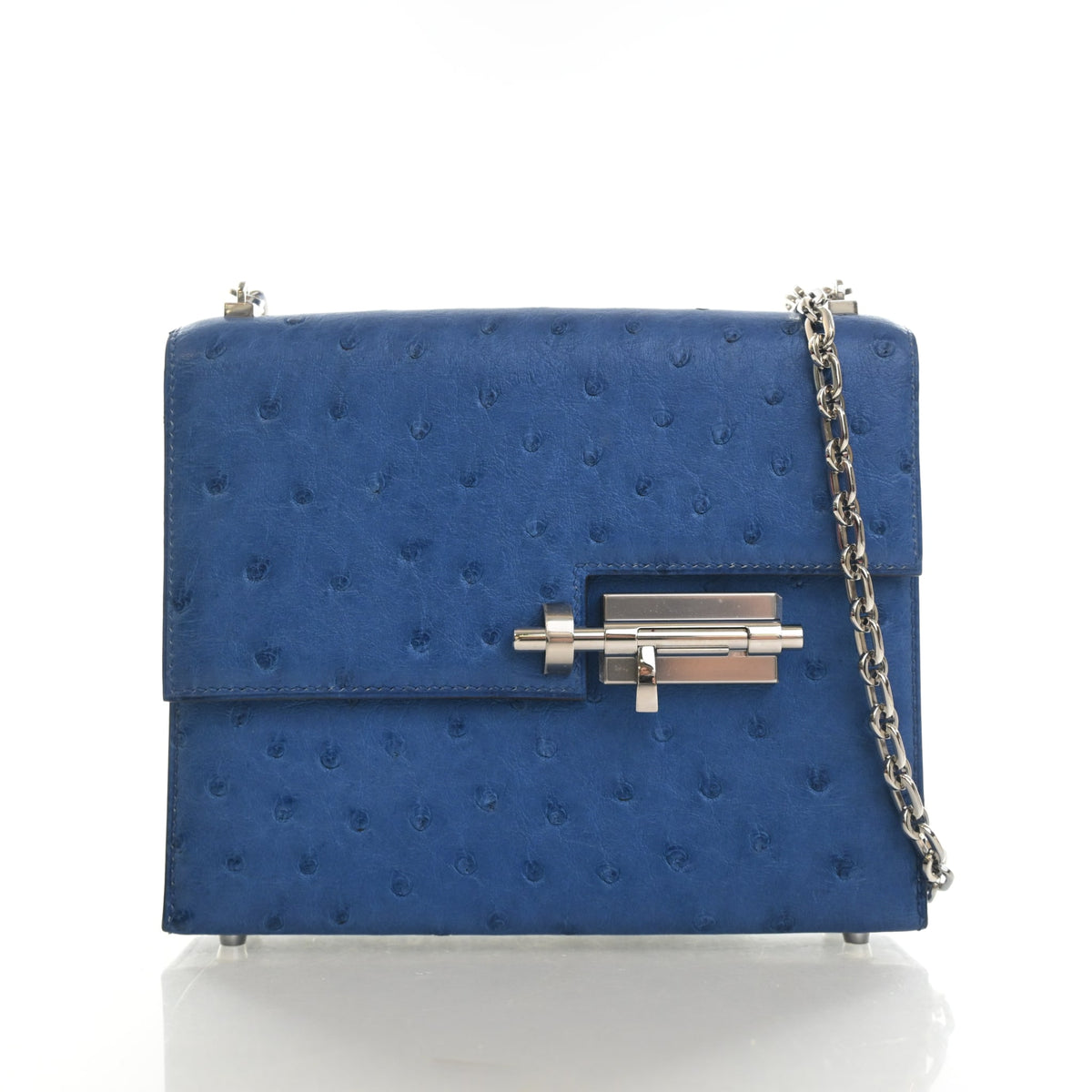 Hermes Bleuet Ostrich Mini Verrou Chain, photo 1 of 13
