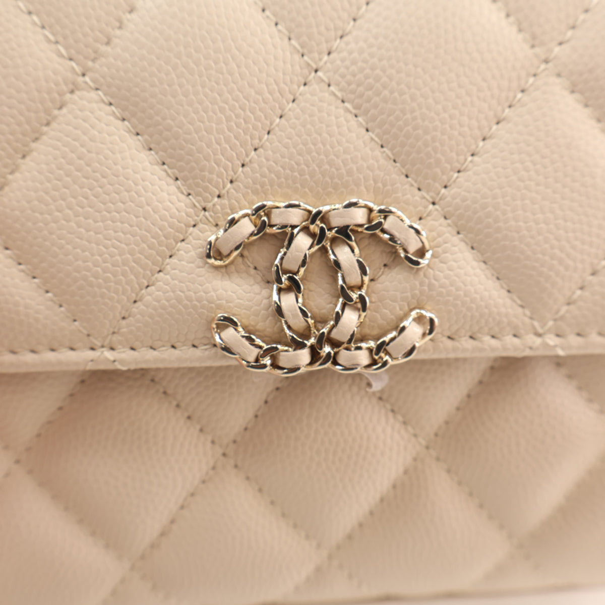Pre-Owned Chanel Coco Handle Nano Caviar Leather Bag, gold embossed logo detail
