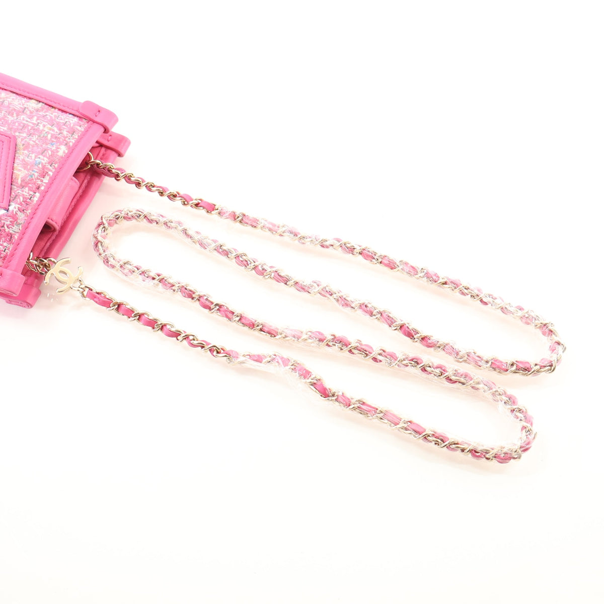 Pre-Owned Chanel Clutch PVC Tweed With Chain, strap and chain detail
