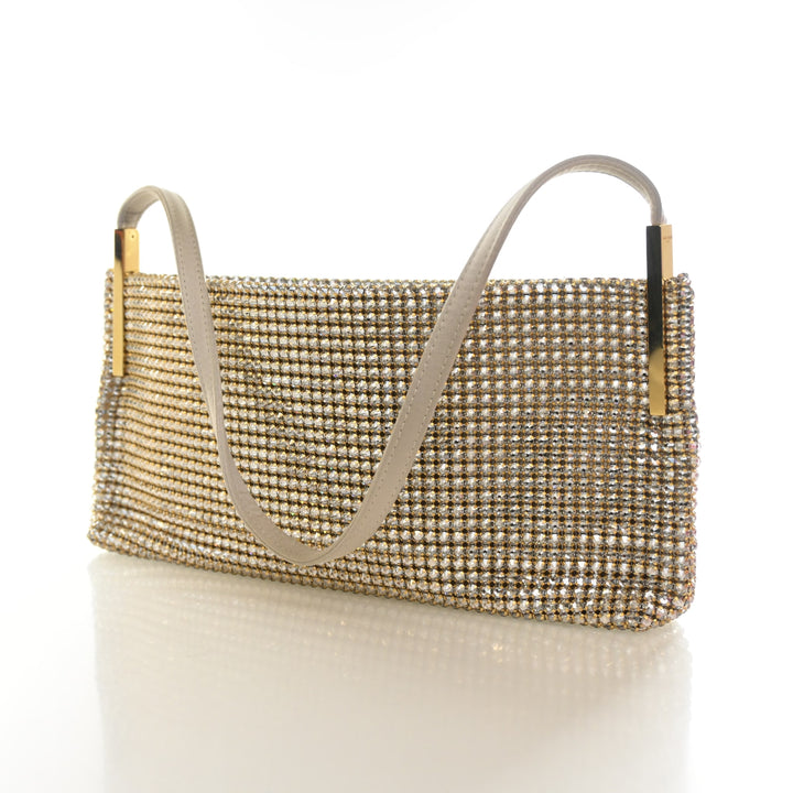 Saint Laurent Small Crystal Mesh Suzanne Baguette