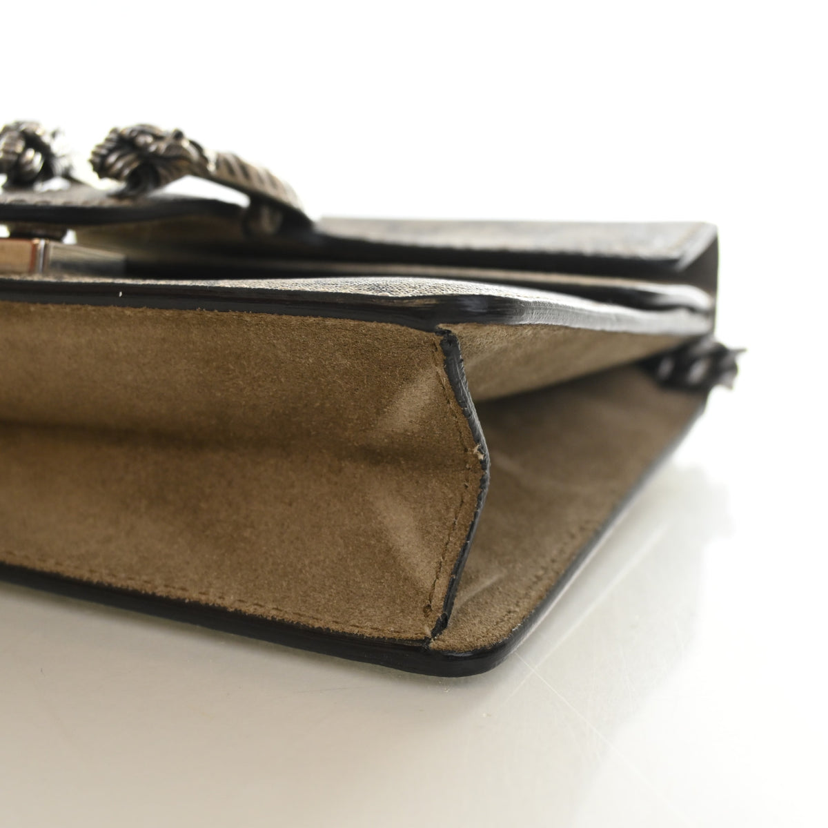 Pre-Owned Gucci Shoulder Bag Mini GG Supreme Dionysus, base and feet view
