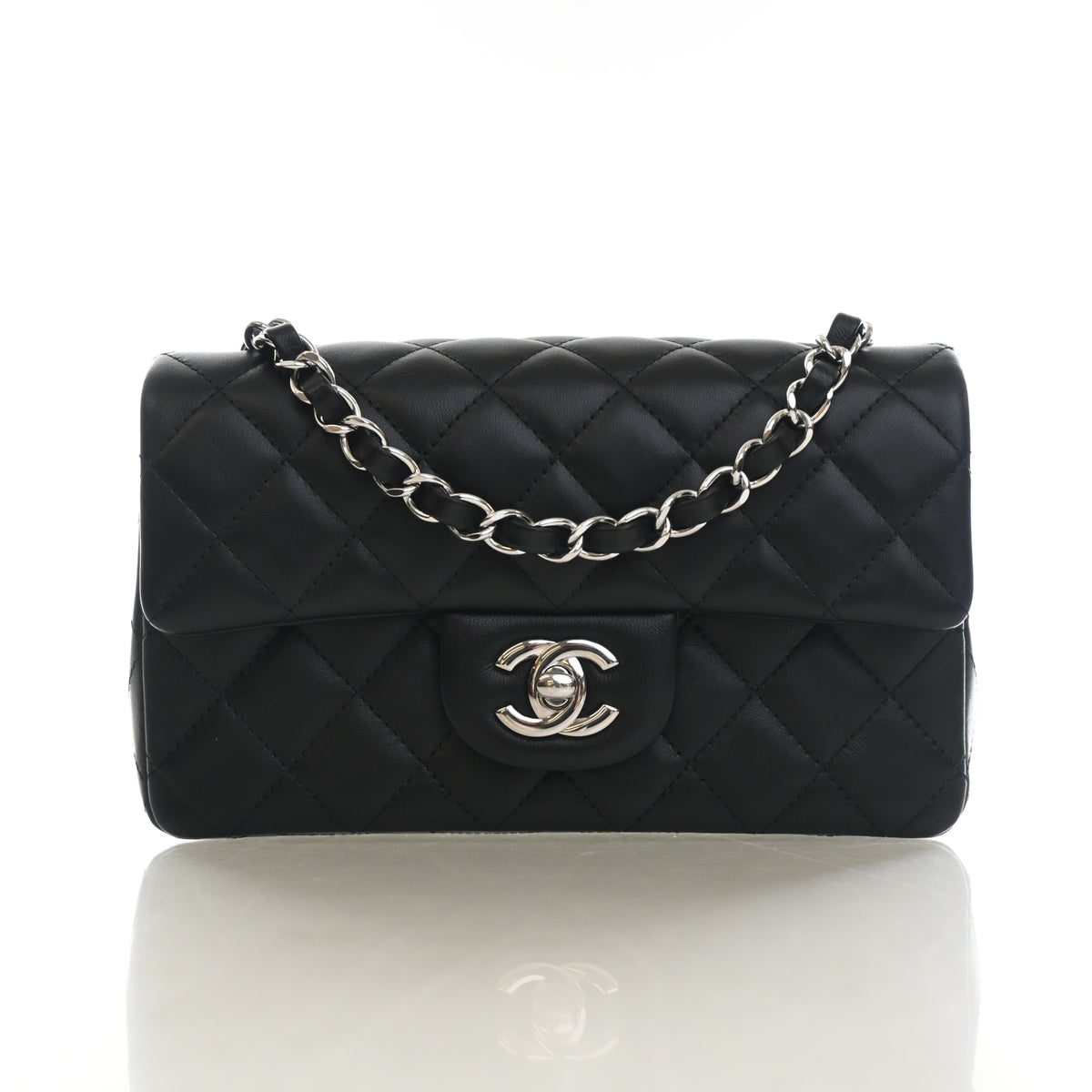 Pre-Owned Chanel Classic Flap Mini Lambskin Rectangular Bag, front view, photo 1 of 14