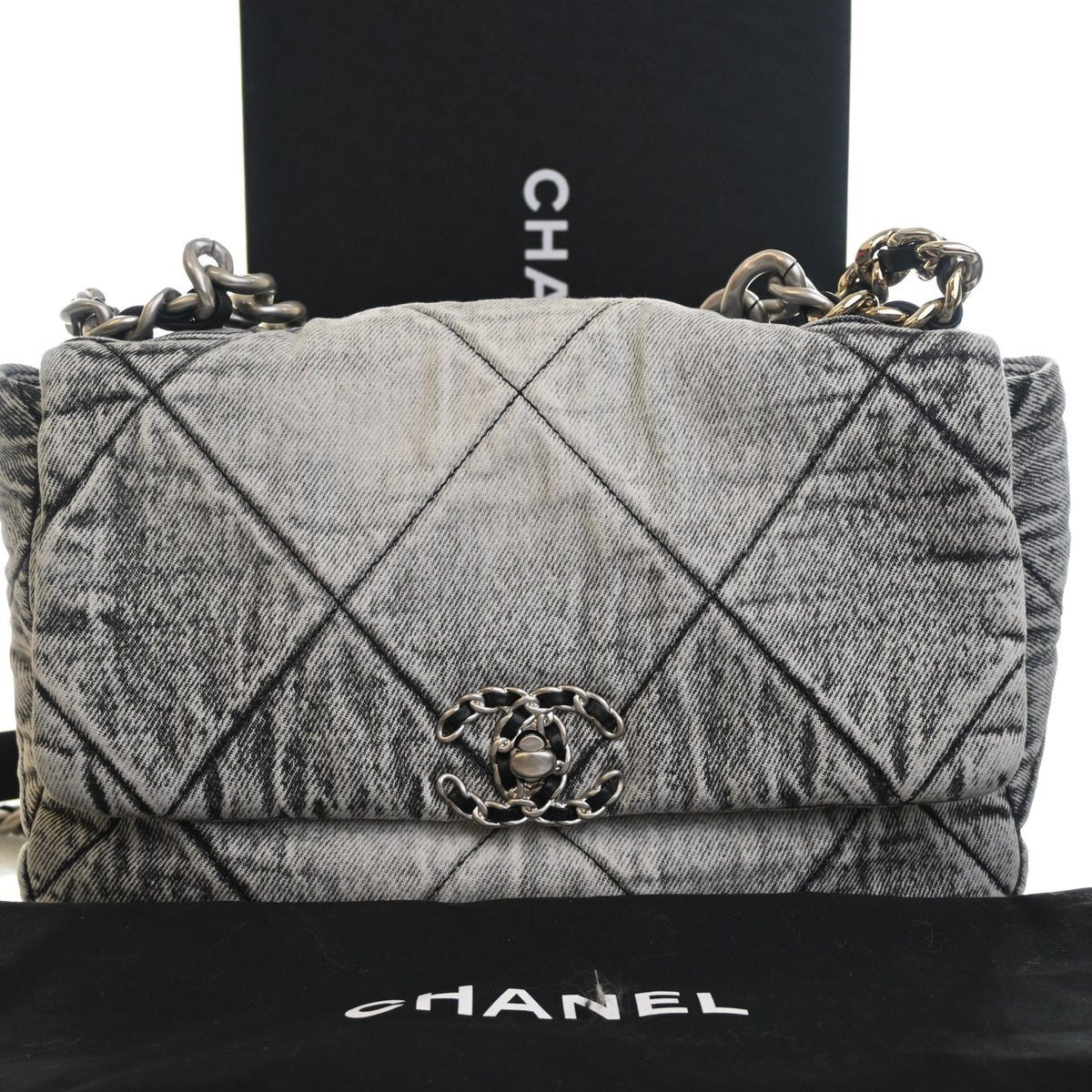 Pre-Owned Chanel 19 Flap Bag Medium Denim, front view, photo 14 of 14