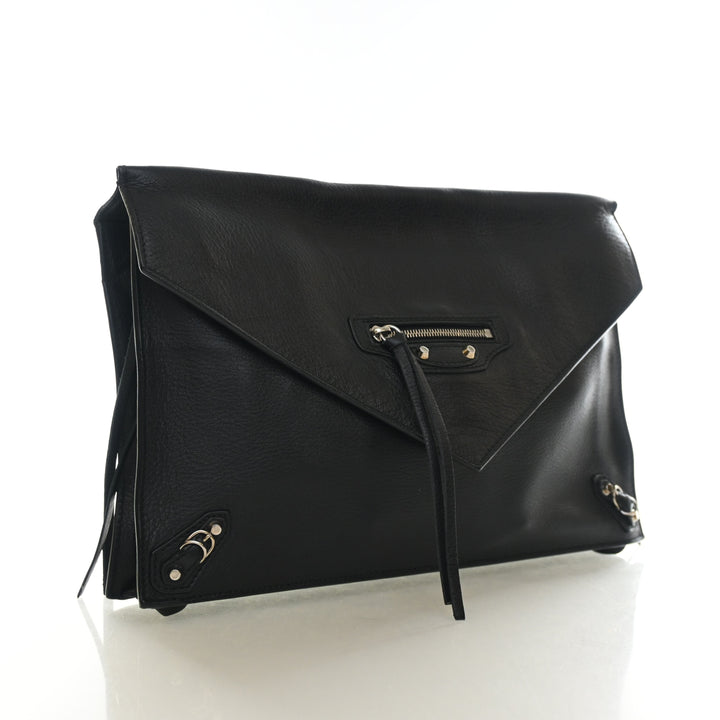 Balenciaga Calfskin Papier Zip Around Sight Clutch