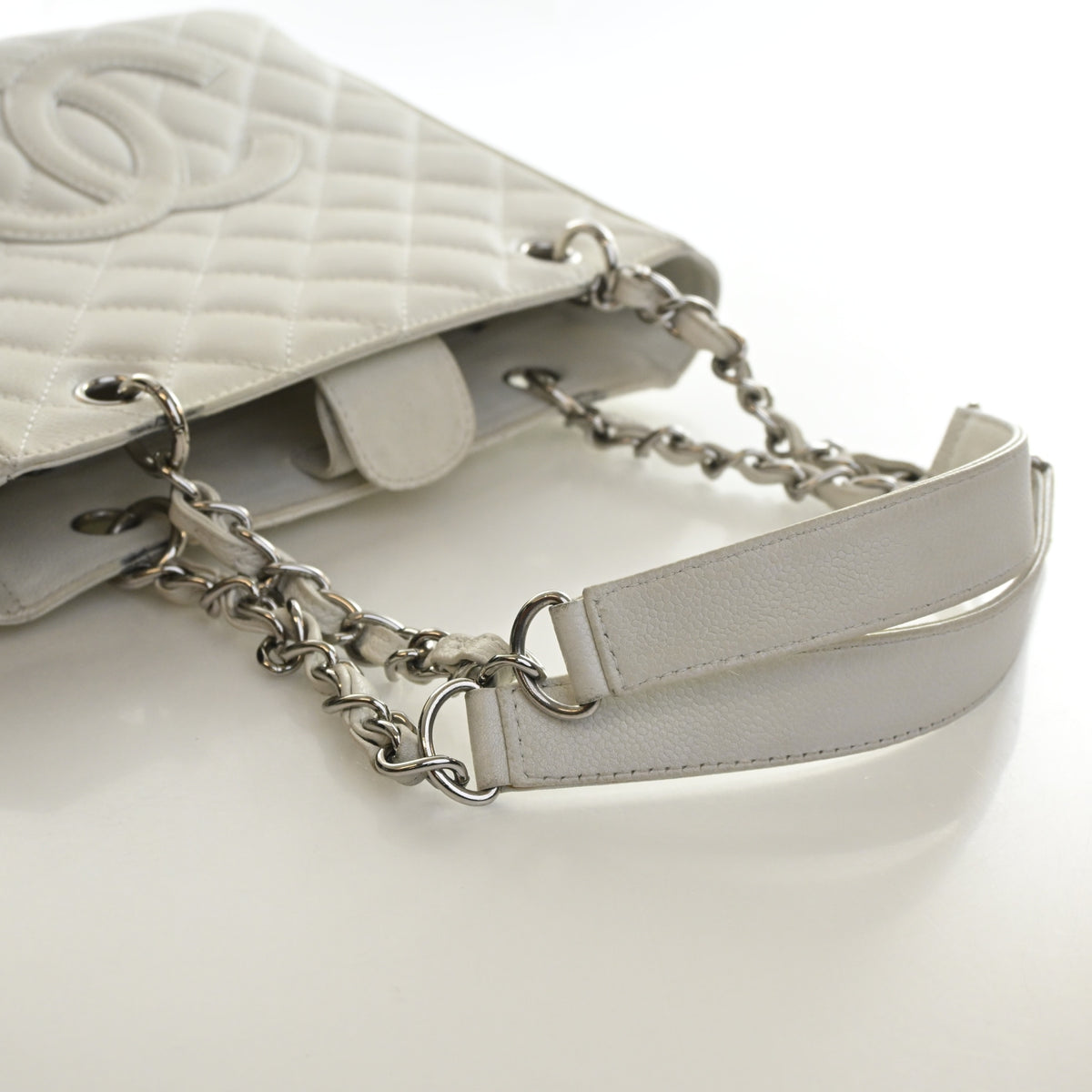 Vintage Chanel Shopping Tote Caviar Leather Petite, strap and chain detail