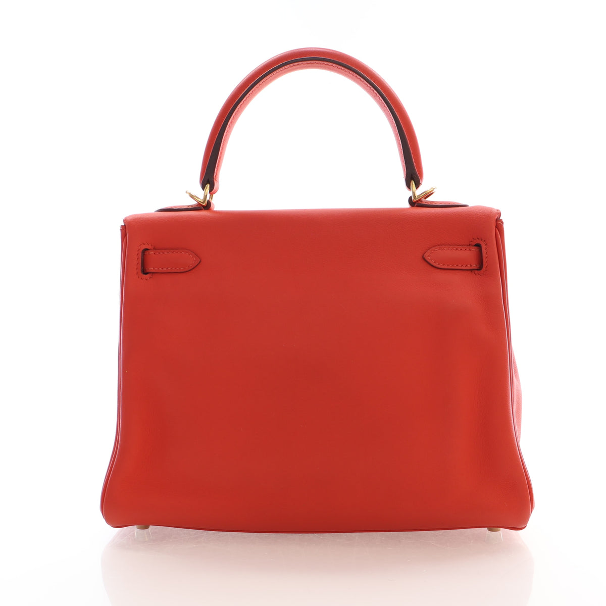 Pre-Owned Hermès Kelly 25 Rouge Pivoine Swift Leather, back view