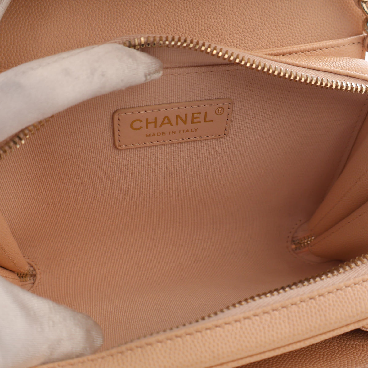 Pre-Owned Chanel Flap Bag Mini Caviar Leather Like A Wallet, open interior
