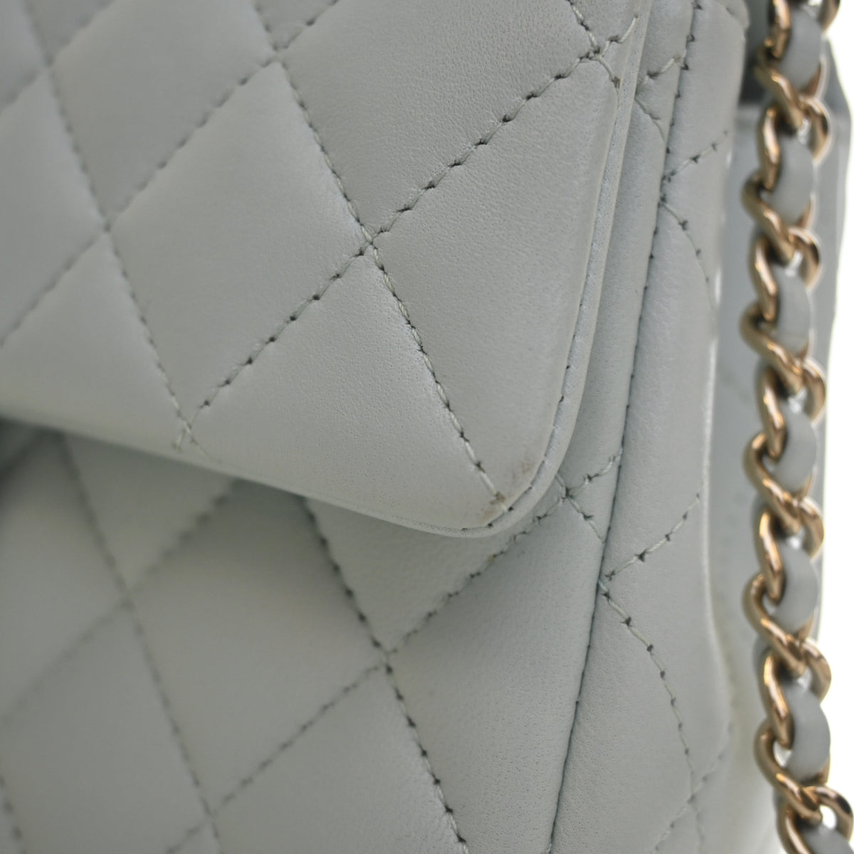 Pre-Owned Chanel Classic Flap Mini Lambskin Rectangular Top Handle Bag, strap and chain detail, photo 15 of 21