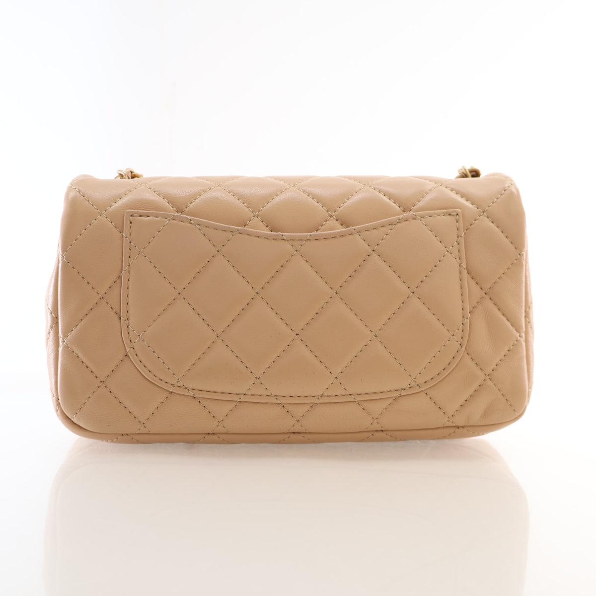 Pre-Owned Chanel Flap Bag Mini Lambskin Pearl Crush, back view, photo 12 of 21