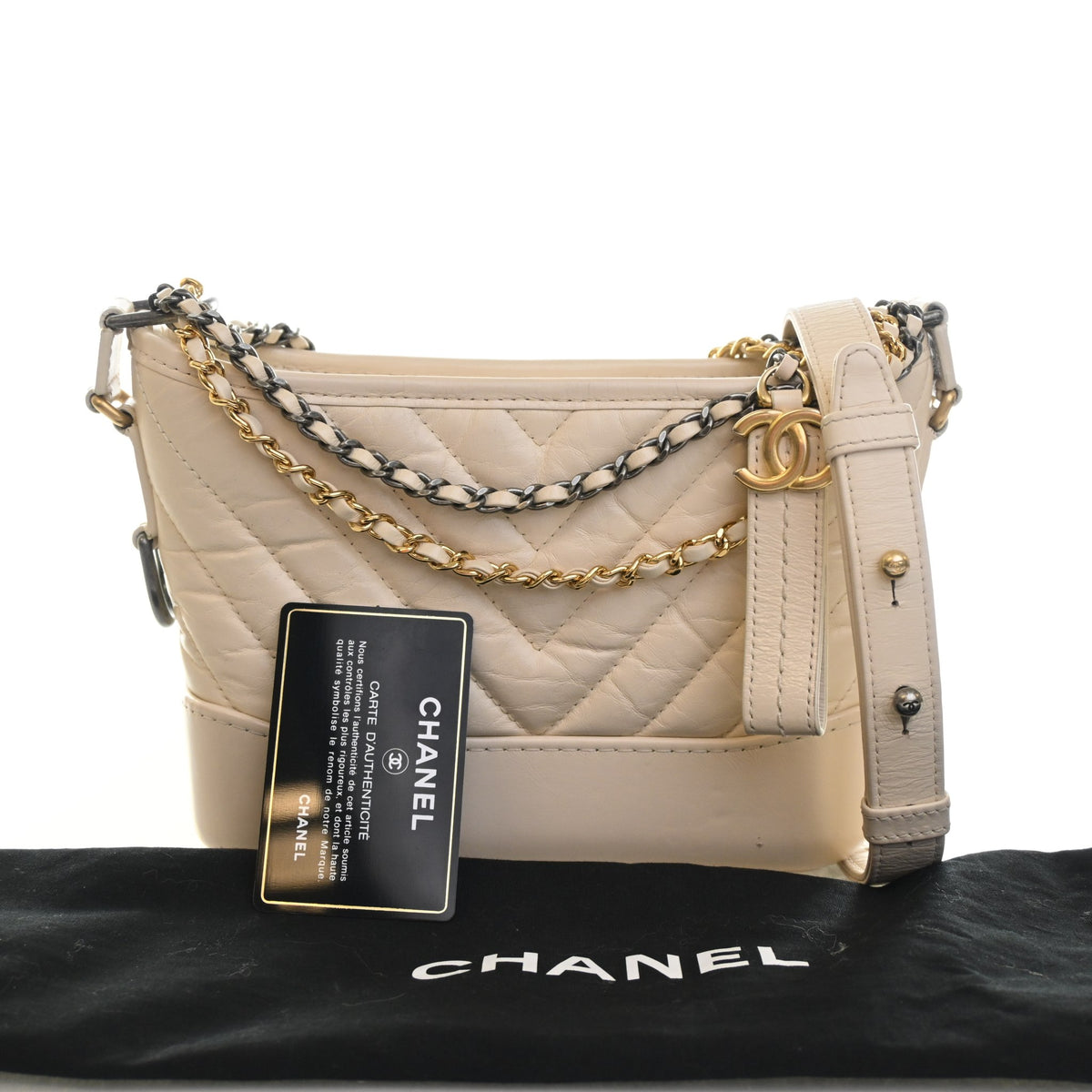 Pre-Owned Chanel Hobo Small Crumpled Calfskin Gabrielle, front view, photo 19 of 19