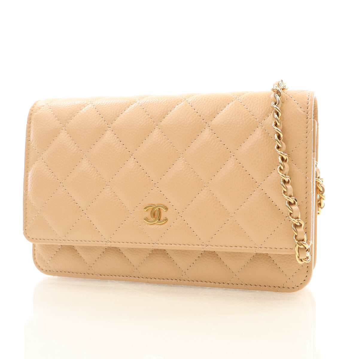Pre-Owned Chanel Wallet On Chain Caviar Leather WOC, three-quarter view, photo 3 of 15