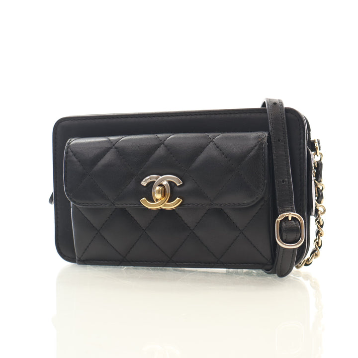 Chanel Lambskin Clutch With Chain