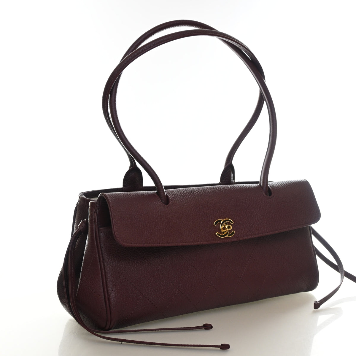 Pre-Owned Chanel Small Calfskin Urban Essentials Shopping Bag, three-quarter view, authenticated at Luxe Du Jour