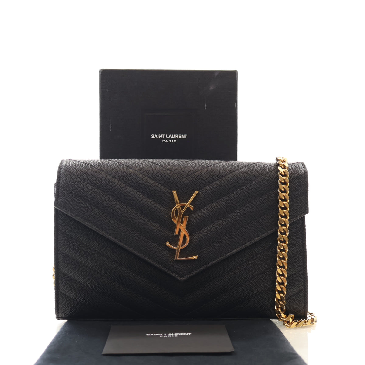 Saint Laurent Calfskin Cassandre Envelope Chain Wallet, photo 20 of 20