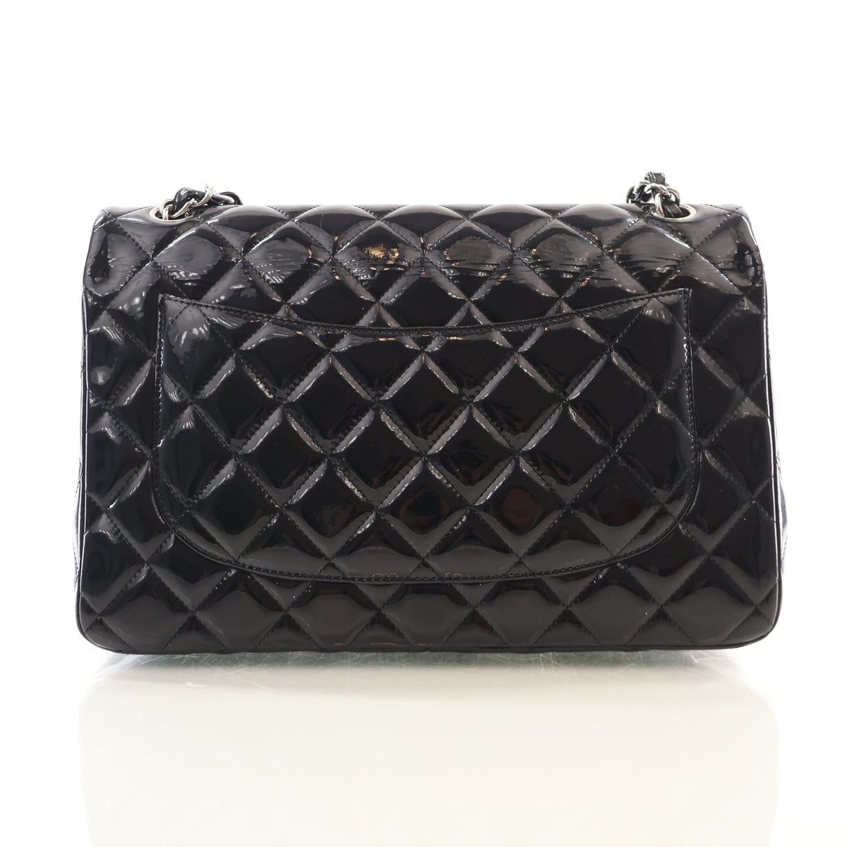 Pre-Owned Chanel Classic Double Flap Jumbo Patent Leather Bag, front view, photo 11 of 19