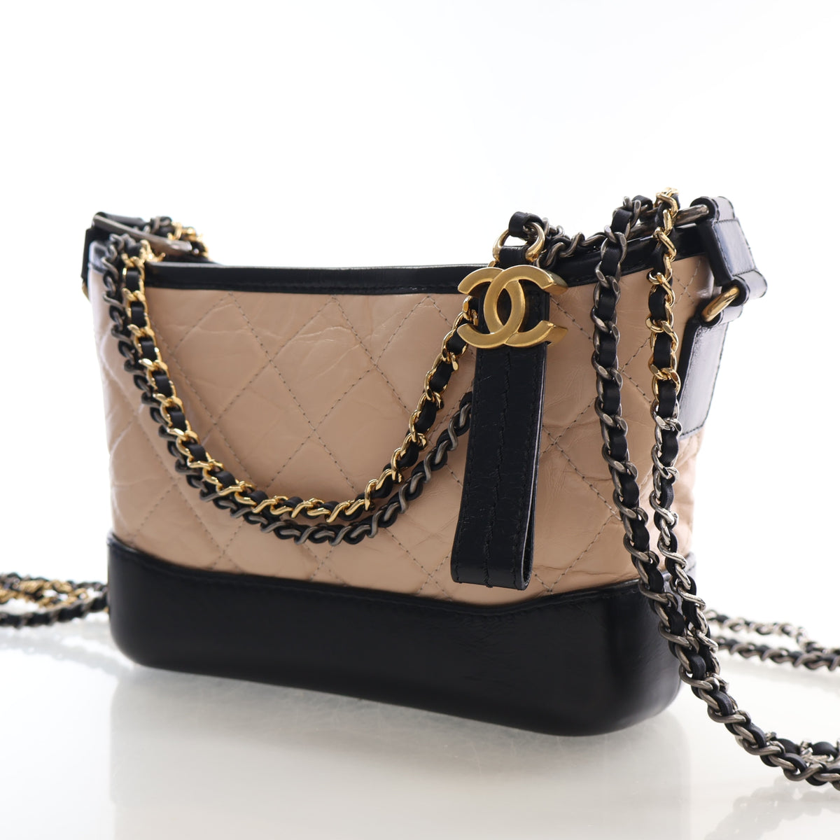 Pre-Owned Chanel Hobo Small Aged Calfskin Gabrielle Bag, three-quarter view