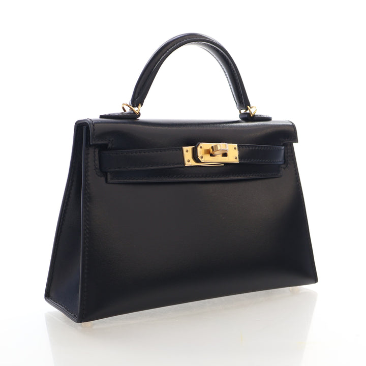 Hermes Noir Box Calf Mini Kelly 20