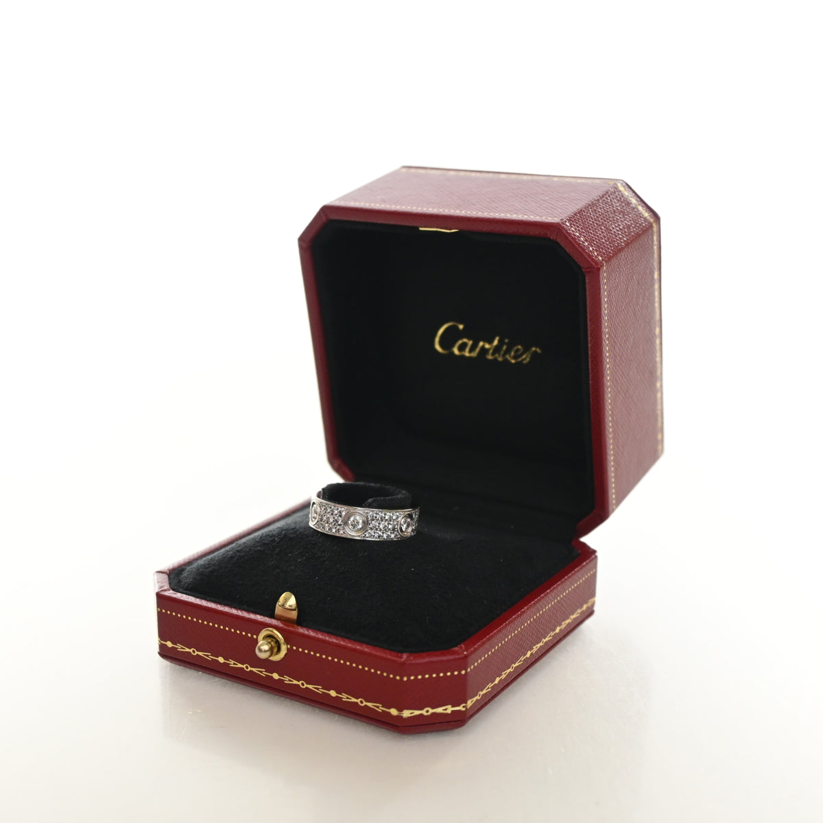 Cartier 18K White Gold Classic Model Pave Love Ring Sz 57, photo 5 of 8